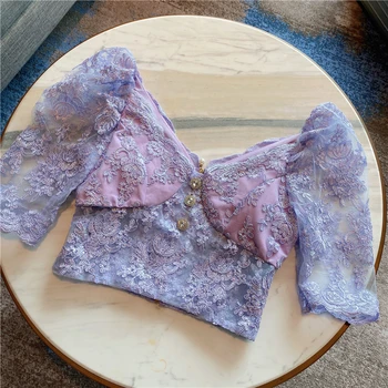 Newest 2020 HIGH STREET Designer Blouse Women's V collar 3/4 Sleeve Embroidery Gauze Blouse short Top
Newest 2020 HIGH STREET Designer Blouse Women's V collar 3/4 Sleeve Embroidery Gauze Blouse short Top