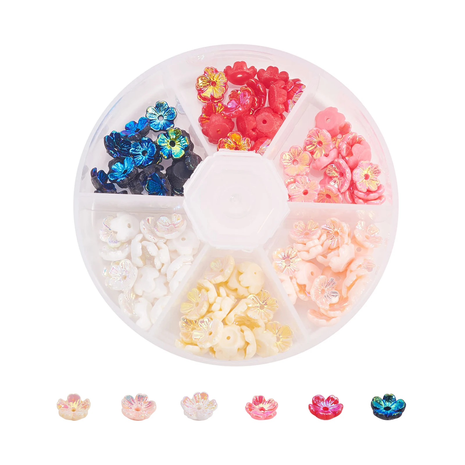 120Pcs/box Vacuum Plating Resin Flower Beads Cap for DIY Bracelet Earrings Jewelry Making Accessories End Caps 8x3mm
120Pcs/box Vacuum Plating Resin Flower Beads Cap for DIY Bracelet Earrings Jewelry Making Accessories End Caps 8x3mm