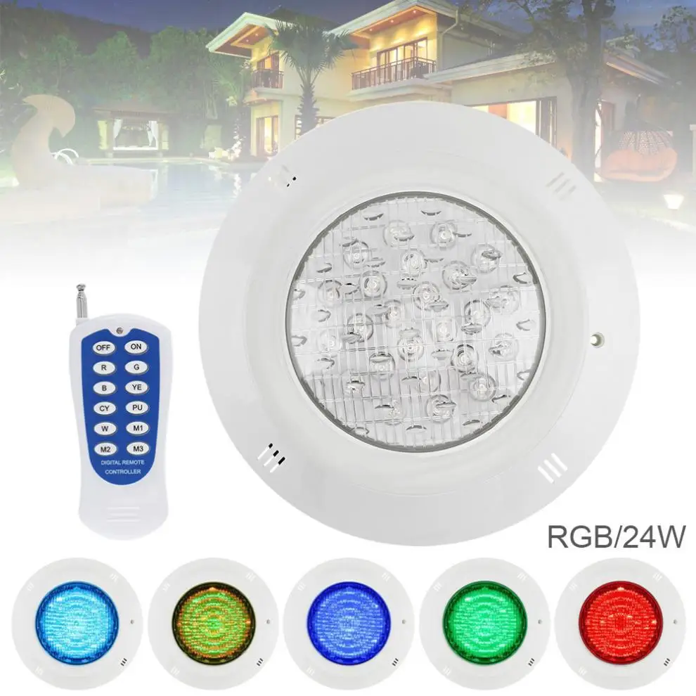 24 LED 12V 24W RGB 3000K LED RGB Swimming Pool Light Remote Control Waterproof Light Underwater Color Light for Swimming Pool
24 LED 12V 24W RGB 3000K LED RGB Swimming Pool Light Remote Control Waterproof Light Underwater Color Light for Swimming Pool