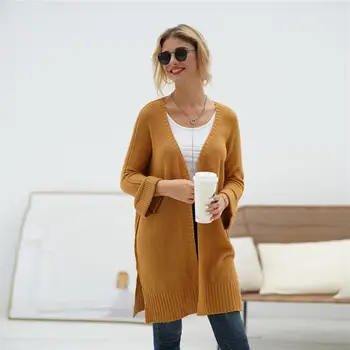 Women Cardigan 10 Colors 100% Acrylic Black Blue Green White Long Sleeves V Neck Female Knitted Cardigan Oversized Sweater 
Women Cardigan 10 Colors 100% Acrylic Black Blue Green White Long Sleeves V Neck Female Knitted Cardigan Oversized Sweater