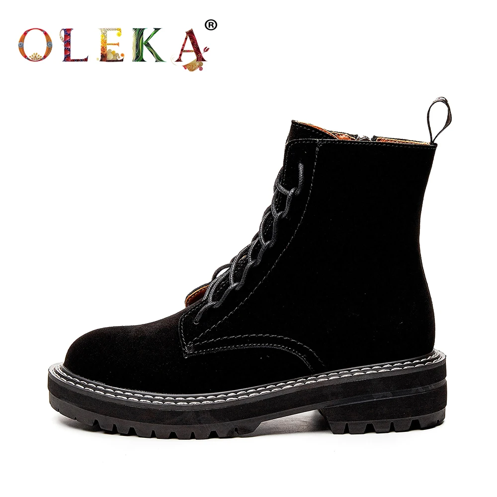 OLEAK Leather Ankle Winter Platform Riband Round Toe Boots Concise Style Motorcycle Boots Warm Short Plush New Shoes 2020
OLEAK Leather Ankle Winter Platform Riband Round Toe Boots Concise Style Motorcycle Boots Warm Short Plush New Shoes 2020