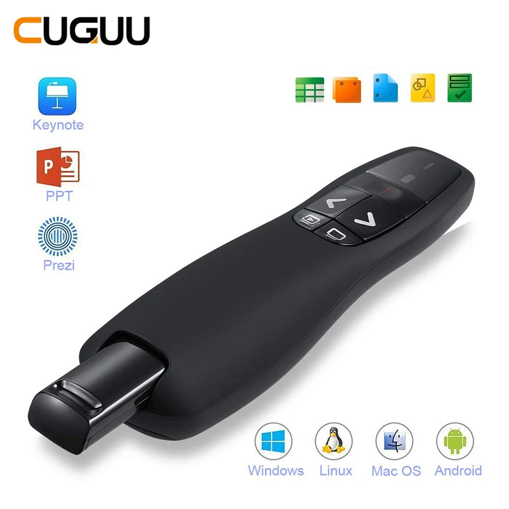 Universal Wireless Presenter Pointer PPT Clicker USB Remote Control Red Laser Receiver Pen R400 2.4GHz Sensitive For PC Teaching
Universal Wireless Presenter Pointer PPT Clicker USB Remote Control Red Laser Receiver Pen R400 2.4GHz Sensitive For PC Teaching