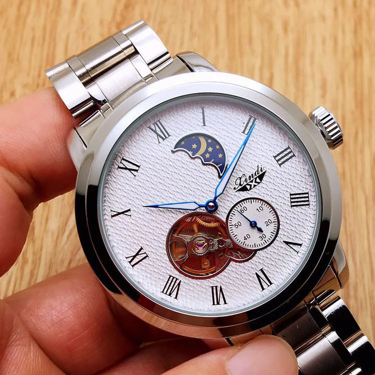 Moon Phase Tourbillon Fully Automatic Analog Watch Solid Steel Belt Folding Clasps MEN'S Watch
Moon Phase Tourbillon Fully Automatic Analog Watch Solid Steel Belt Folding Clasps MEN'S Watch