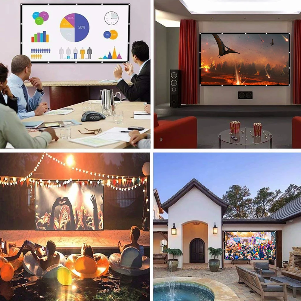 Person - 100/120 Inches 16:9 Projector Screen Polyester Portable Foldable Front/Rear Non-crease Foldable Design Home Projection Screen