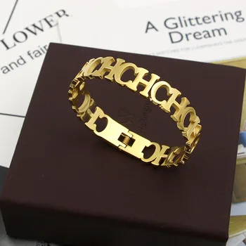 Hot Fashion 316L Stainless Steel Gold Color Bangle Hollow CH Letter Spring Open Bangle Bracelet For Women Jewelry Gift Wholesale
Hot Fashion 316L Stainless Steel Gold Color Bangle Hollow CH Letter Spring Open Bangle Bracelet For Women Jewelry Gift Wholesale