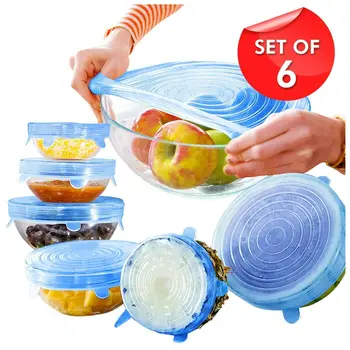 6Pcs Elastic Silicone Lids Silicone Stretch Lids Caps for Food Fresh-keeping Cover for Bowls Reusable Food Vacuum Cover Hermetic
6Pcs Elastic Silicone Lids Silicone Stretch Lids Caps for Food Fresh-keeping Cover for Bowls Reusable Food Vacuum Cover Hermetic