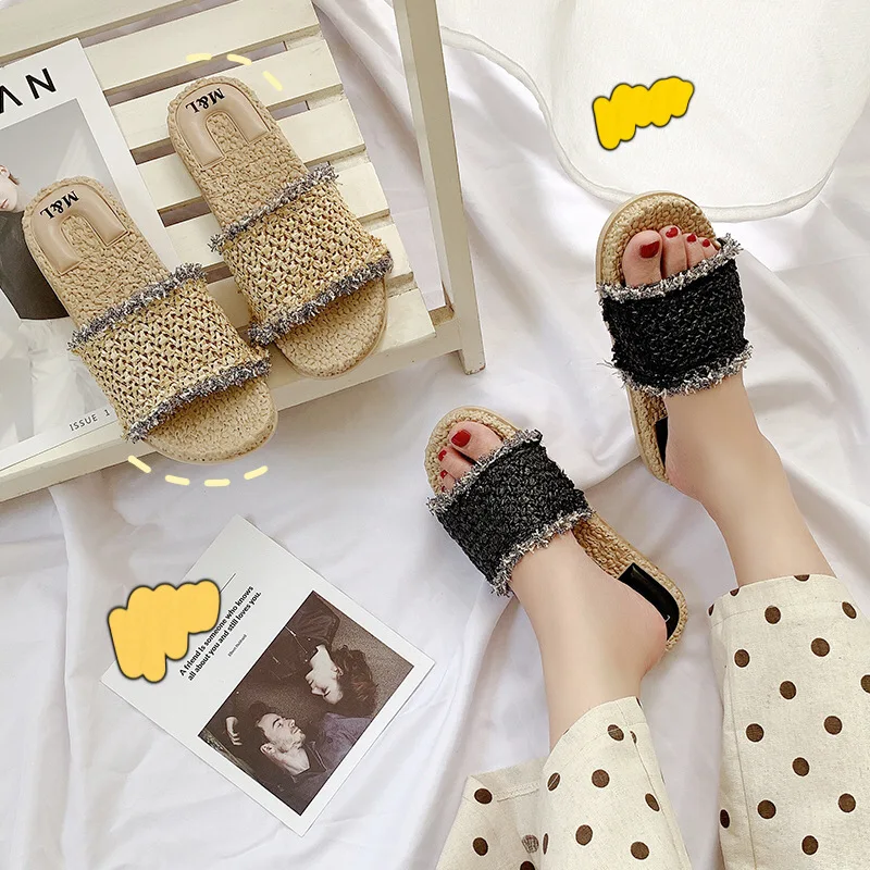 New Style Summer Slipper Women's Flat Line-styled Indoors And Outdoors INS Slippers Women's Outer Wear Casual Sandals WOMEN'S Sh