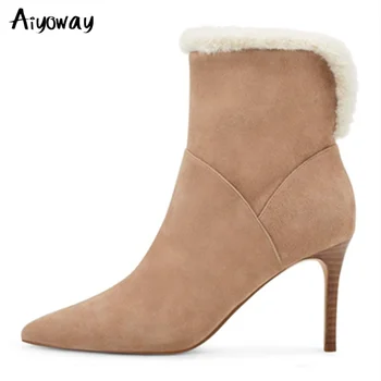 Aiyoway Autumn Winter Faux Suede Ankle Boots Women Super High Heel Pointed Toe Faux Fur Warm Sexy Party Shoes Big Size 34-45
Aiyoway Autumn Winter Faux Suede Ankle Boots Women Super High Heel Pointed Toe Faux Fur Warm Sexy Party Shoes Big Size 34-45