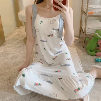 2020 Suspender Nightdress Female Summer with Chest Pad Cute Cartoon Korean Version Sleepwear Night Dress Women Fantazi Gecelik
2020 Suspender Nightdress Female Summer with Chest Pad Cute Cartoon Korean Version Sleepwear Night Dress Women Fantazi Gecelik