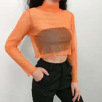 Sexy Sheer Mesh Sequined Crop top Blouse Women Summer Turtleneck Short Sleeve See-Through Top Blouses
Sexy Sheer Mesh Sequined Crop top Blouse Women Summer Turtleneck Short Sleeve See-Through Top Blouses