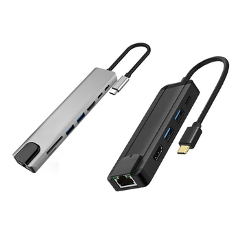 2 Pcs USB Type C Hub to HDMI 4K USB 3.0 TF HDMI RJ45 Adapter Dock for Laptop Mobile Phone, Grey & Black
2 Pcs USB Type C Hub to HDMI 4K USB 3.0 TF HDMI RJ45 Adapter Dock for Laptop Mobile Phone, Grey & Black