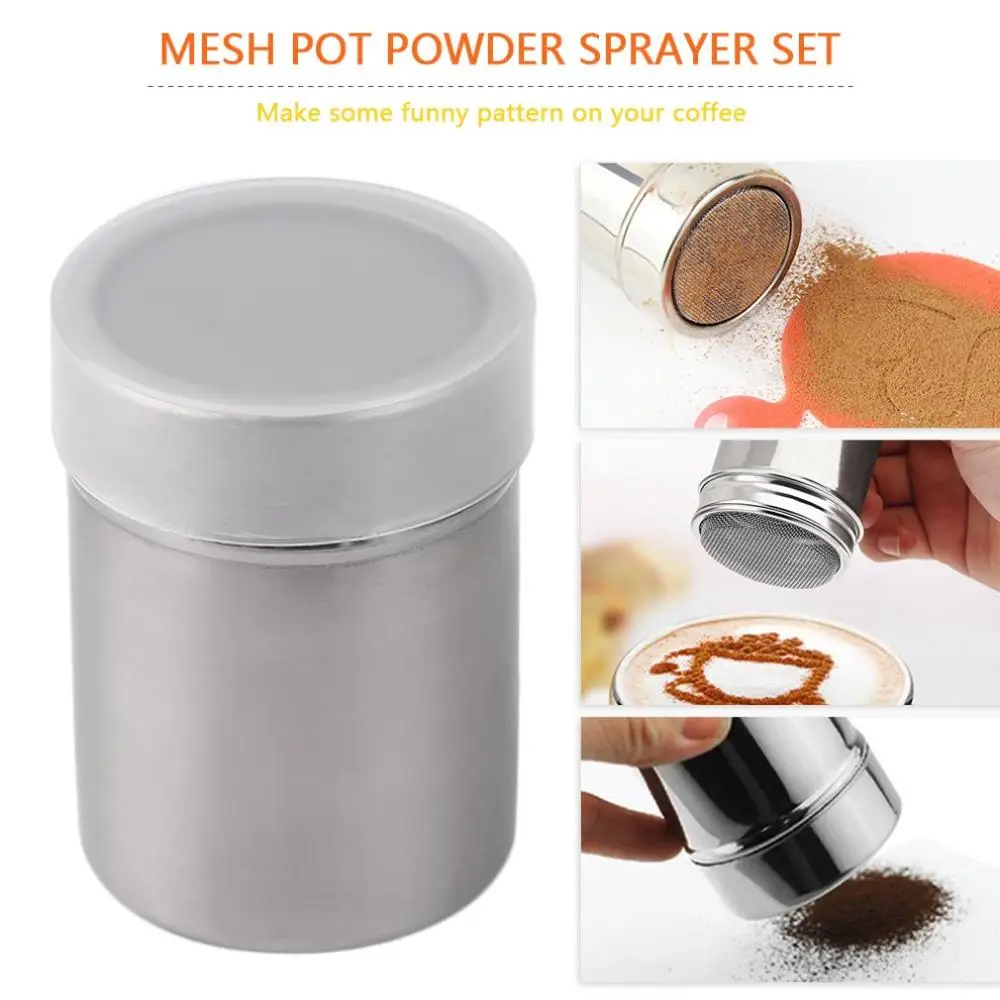 Stainless Steel Chocolate Shaker Cocoa Flour Coffee Sifter with12Pcs Coffee Stencils Template Strew Pad Duster Spray
Stainless Steel Chocolate Shaker Cocoa Flour Coffee Sifter with12Pcs Coffee Stencils Template Strew Pad Duster Spray