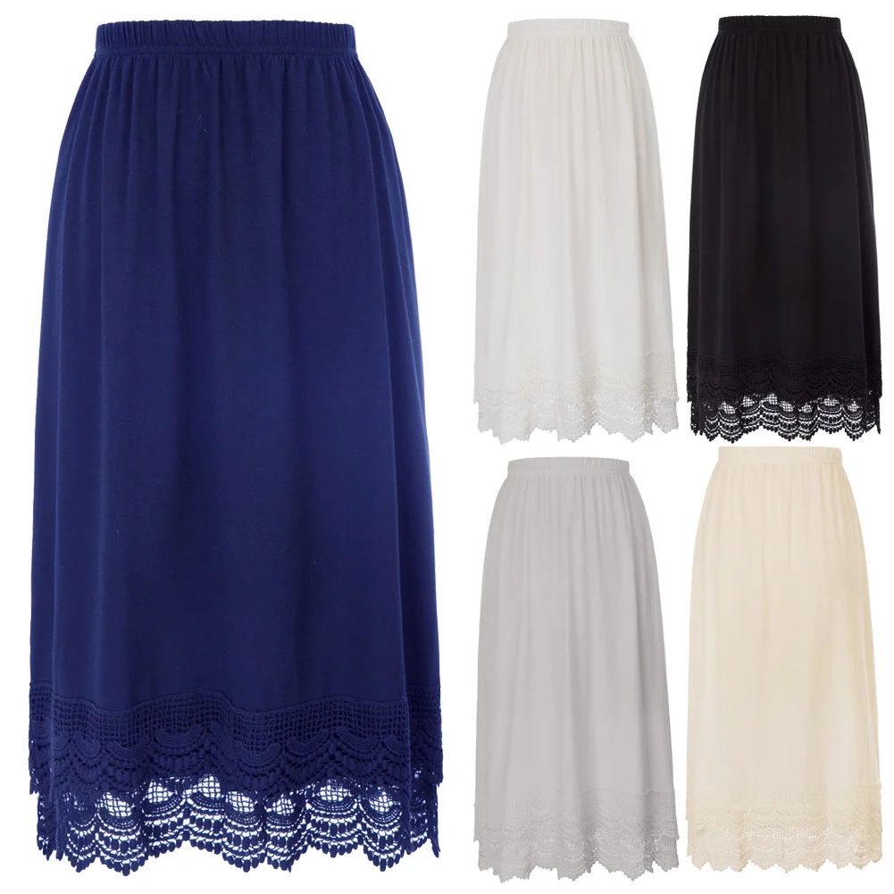 Grace Karin Women's Skirts Comfortable Elastic Waist Lace Trim Cotton Skirt Extender Summer Elegant Knee Length Lady Petticoat Grace Karin Women's Skirts Comfortable Elastic Waist Lace Trim Cotton Skirt Extender Summer Elegant Knee Length Lady Petticoat
