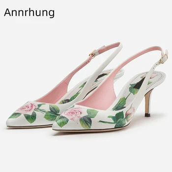 Genuine Leather Printed Flower Women Pumps Thin Heel Pointed Toe Slingbacks Jeweled Crystal Buckle Mary Janes Wedding Shoes 
Genuine Leather Printed Flower Women Pumps Thin Heel Pointed Toe Slingbacks Jeweled Crystal Buckle Mary Janes Wedding Shoes