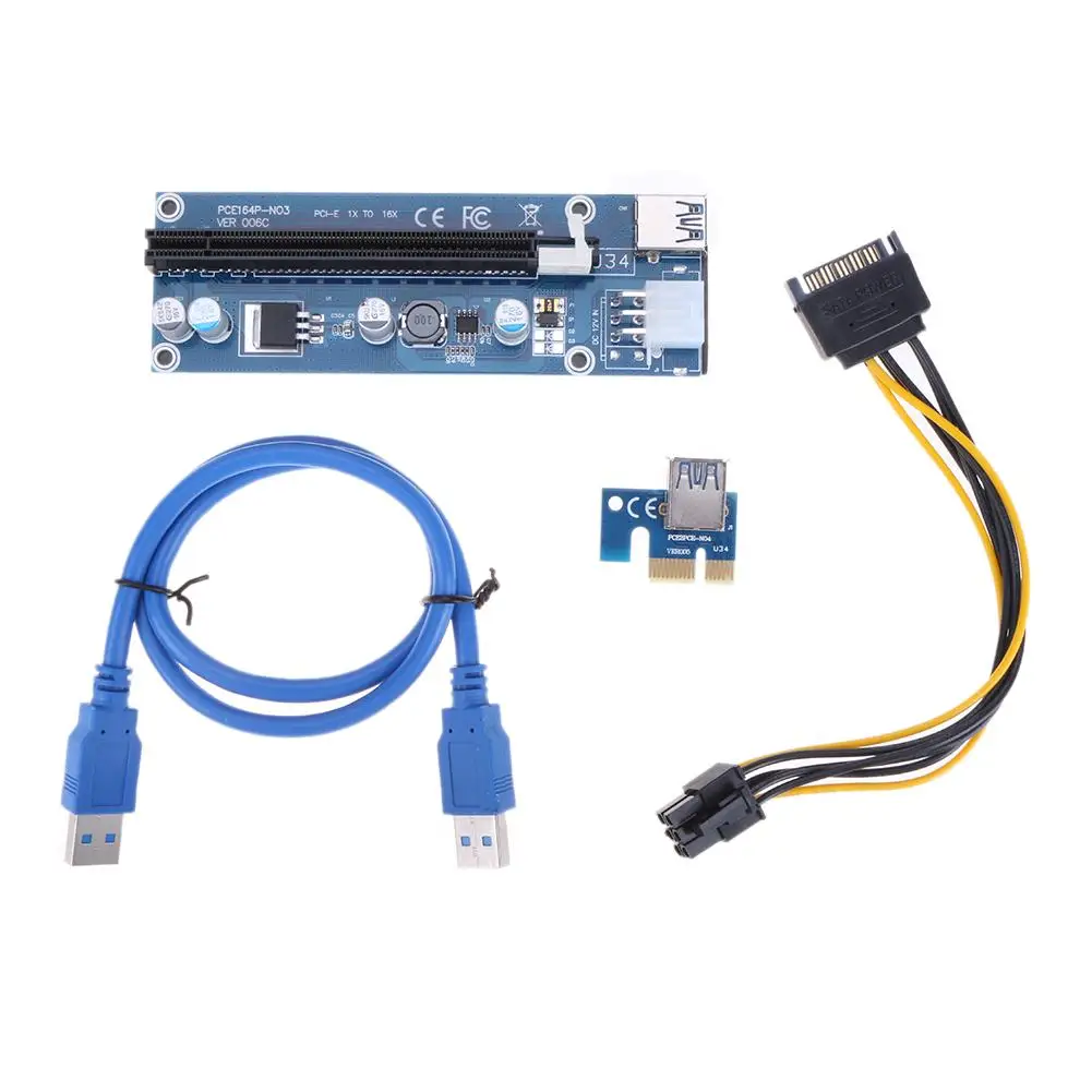 PCI-E1X to 16X Extender Riser Card 6Pin DC-DC USB3.0 Cable For Bitcoin Litecoin For BTC Mining
PCI-E1X to 16X Extender Riser Card 6Pin DC-DC USB3.0 Cable For Bitcoin Litecoin For BTC Mining