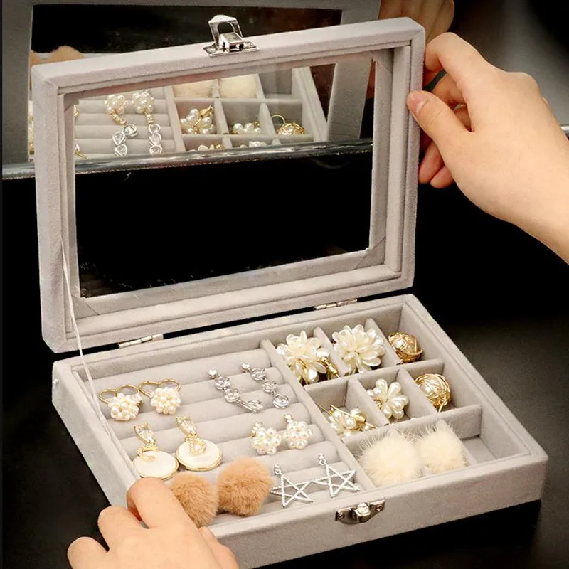 Velvet Jewelry Storage Box Dustproof Portable Earring Bracelet Necklace Watch Headdress Multi-function object Organizer Box
Velvet Jewelry Storage Box Dustproof Portable Earring Bracelet Necklace Watch Headdress Multi-function object Organizer Box