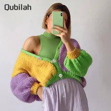 Women's Sweater Cardigan Crop Top Short Cardigan 2021 Winter Fashion Loose Thick Stitching Contrast Color Knitted Cardigan Women
Women's Sweater Cardigan Crop Top Short Cardigan 2021 Winter Fashion Loose Thick Stitching Contrast Color Knitted Cardigan Women