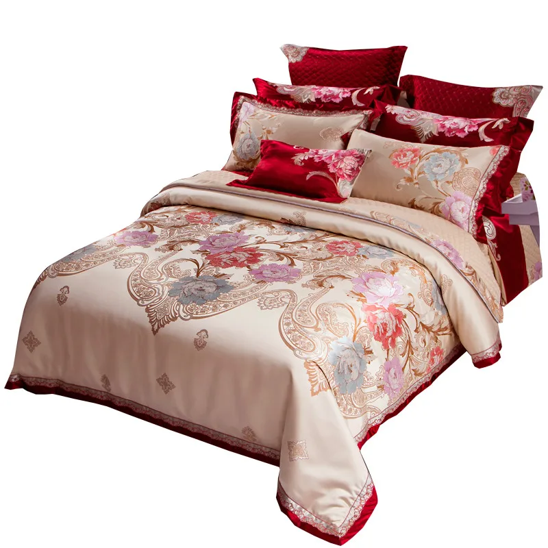 Silk Fancy Bed Sheet Four-Piece Set High-End Luxury Red Embroidery Satin home bed set bedding set bed comforter set
Silk Fancy Bed Sheet Four-Piece Set High-End Luxury Red Embroidery Satin home bed set bedding set bed comforter set