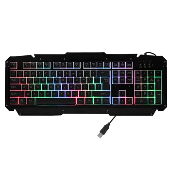 USB Wired Gaming Keyboard Rainbow Breathing Backlight with Metal Panel Suspended 104 Keys Keyboard Ergonomic Design for Computer
USB Wired Gaming Keyboard Rainbow Breathing Backlight with Metal Panel Suspended 104 Keys Keyboard Ergonomic Design for Computer