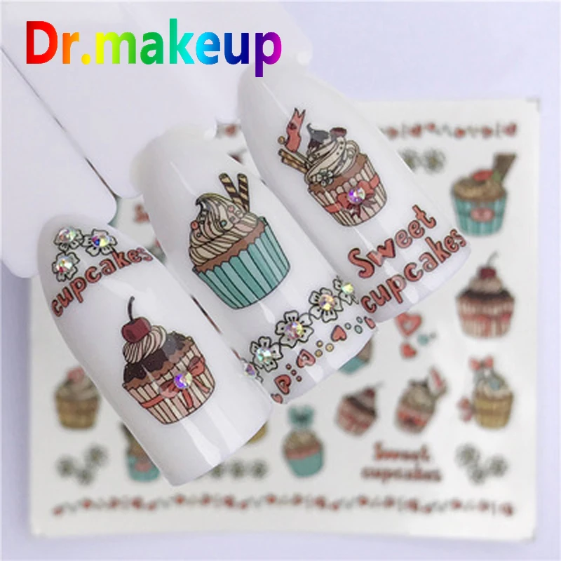 

Dr.makeup DIY Hot Sale 1Sheet Water Transfer Nail Stickers 3D Cake Rum Cocktail Cartoon Sliders for Nail Art Manicure Decals