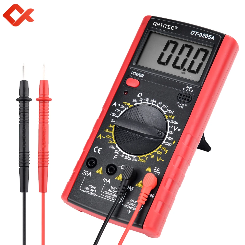 QHTITEC DT9205A Digital Multimeter AC/DC Transistor Tester Electrical NCV Test Meter Profesional Analog Auto Range Multimetro
QHTITEC DT9205A Digital Multimeter AC/DC Transistor Tester Electrical NCV Test Meter Profesional Analog Auto Range Multimetro