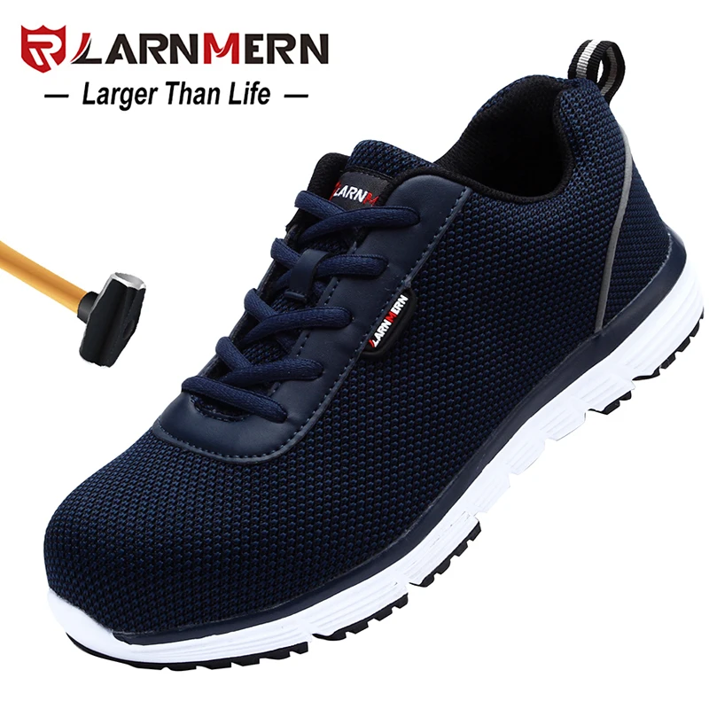 

LARNMERN Lightweight Breathable Men Safety Shoes Steel Toe Work Shoes For Men Anti-smashing Construction Sneaker With Reflective