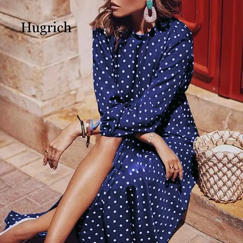 Boho Lantern Sleeve Polka Dot Printed Long Dress Women Elegant Vintage Stand Collar Long Sleeves Autumn Dress
Boho Lantern Sleeve Polka Dot Printed Long Dress Women Elegant Vintage Stand Collar Long Sleeves Autumn Dress