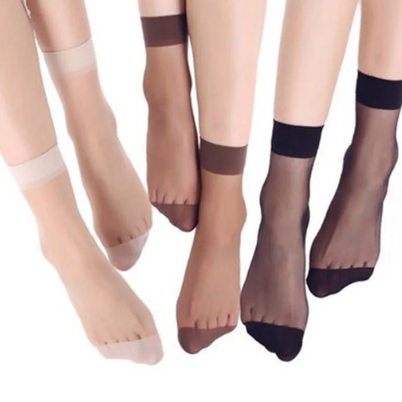 Короткие женские носки 10 пар тонкие прозрачные шелковые со стразами до щиколотки