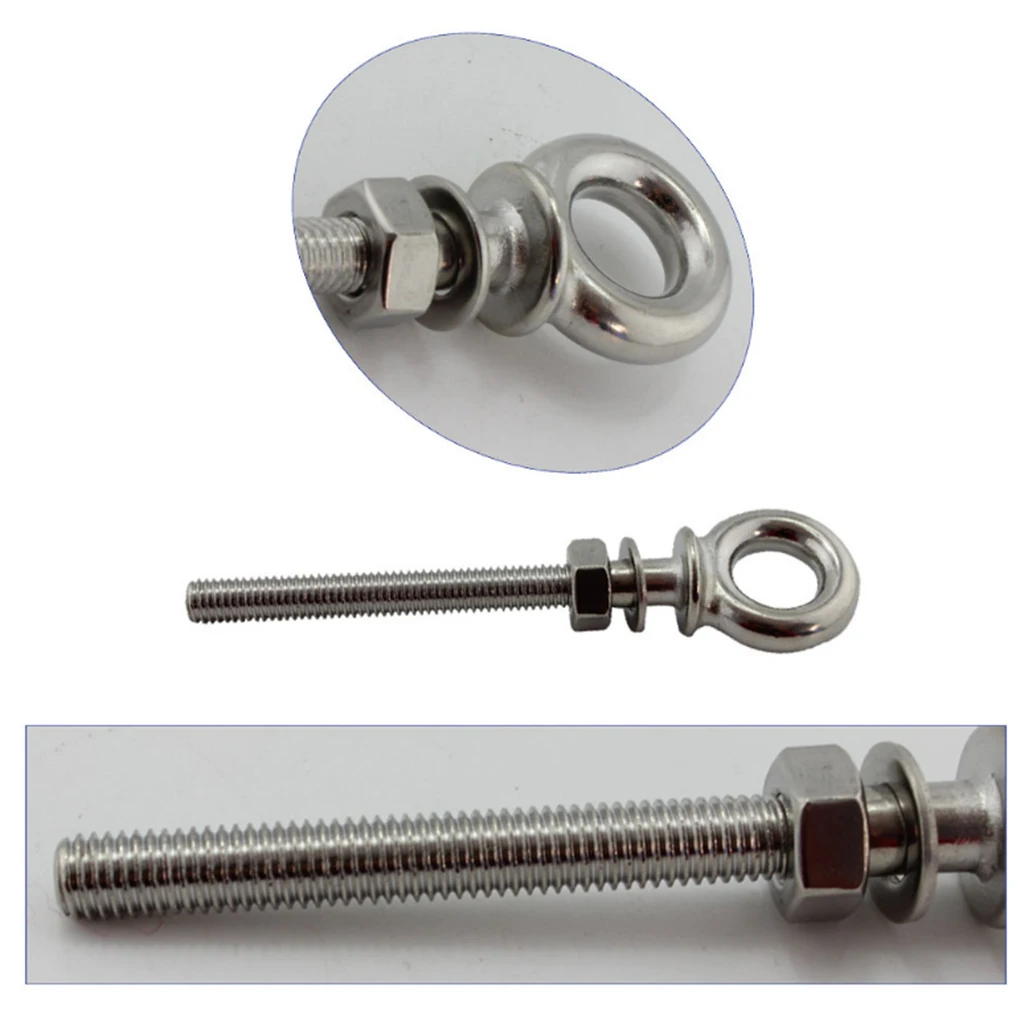 Boat Truck Trailer Cargo Tie Down Anchor Removable Bolt Eyebolts, 3/8 inch Diameter with Long Shank