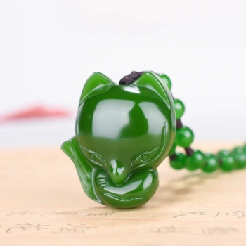 CARVED GREEN JADE FOX PENDANT NATURAL CHINESE NECKLACE JADEITE JEWELLERY FASHION LUCKY WOMAN AMULET GIFTS SWEATER CHAIN 
CARVED GREEN JADE FOX PENDANT NATURAL CHINESE NECKLACE JADEITE JEWELLERY FASHION LUCKY WOMAN AMULET GIFTS SWEATER CHAIN