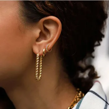 Geometric twist tidal ovate hoop earrings gold stainless steel for women men rectangular square hoop earrings ins 2020
Geometric twist tidal ovate hoop earrings gold stainless steel for women men rectangular square hoop earrings ins 2020