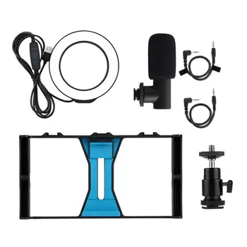 1 Set of Phone Photographing Holder Phone Live Streaming Tools with Ring Light Stand Microphone for Studio (Blue)
1 Set of Phone Photographing Holder Phone Live Streaming Tools with Ring Light Stand Microphone for Studio (Blue)