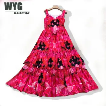 Top Quality Runway Dresses Women 2020 Spring Summer New Holiday Style Layers Sleeveless Thick Cotton Romantic Red Sundress
Top Quality Runway Dresses Women 2020 Spring Summer New Holiday Style Layers Sleeveless Thick Cotton Romantic Red Sundress