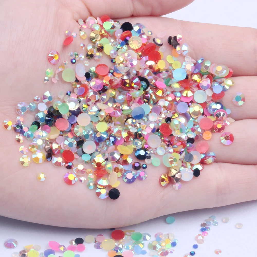 

Resin Rhinestones 3D Nail Gems 1000pcs 5mm Flatback Round Glue On Non Hotfix Stones Appliques For Craft DIY Nail Art