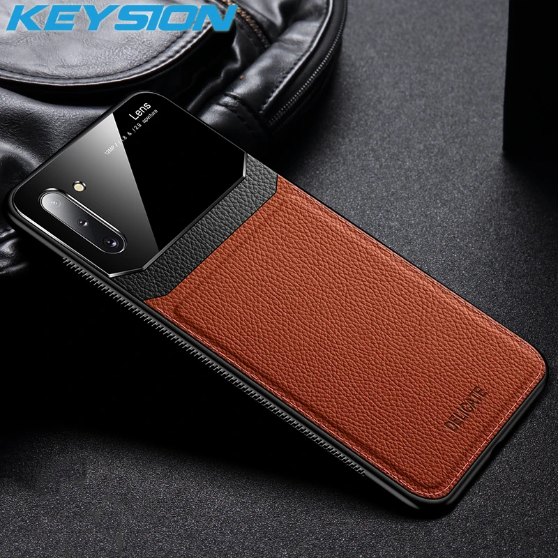 Кожаный чехол KEYSION с зеркальным стеклом для Samsung Galaxy Note 10 Plus силиконовая