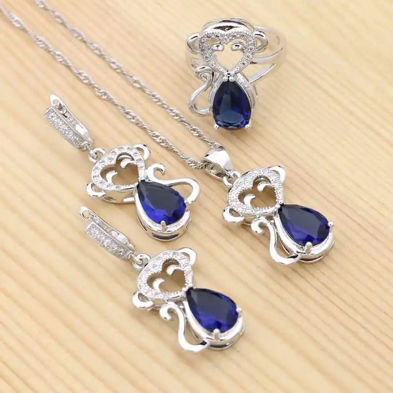 Monkey 925 Silver Jewelry Kits For Bride Blue Cubic Zirconia White Crystal Pendant Necklace Ring Drop Earrings
Monkey 925 Silver Jewelry Kits For Bride Blue Cubic Zirconia White Crystal Pendant Necklace Ring Drop Earrings