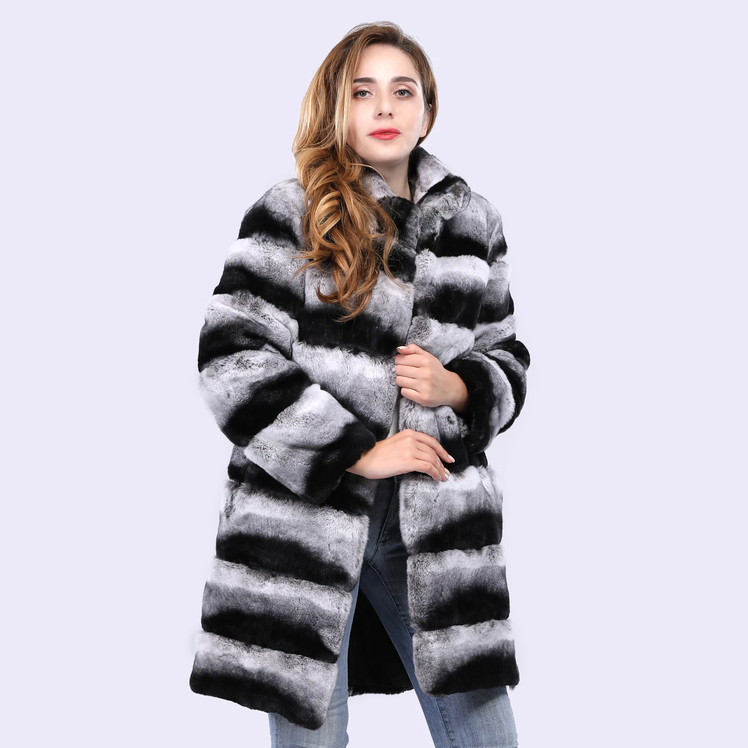 Hot Sale women real rex rabbit fur jackets striped genuine fur coats thick warm long style chinchilla overcoats brand quality
Hot Sale women real rex rabbit fur jackets striped genuine fur coats thick warm long style chinchilla overcoats brand quality