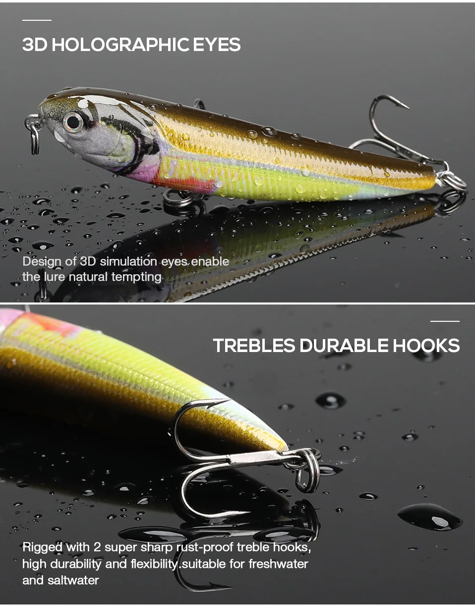 TREHOOK Topwater Pencil Lure 10cm 17g Floating Hrad Lure for Trout Fishing Lures Wobblers Artificial Bait Rattling Crankbaits 06