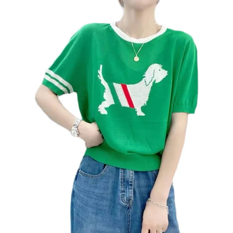 GGRIGHT Thin Knitted T Shirt Women Clothes 2021 Summer Woman Short Sleeve Embroidery Animal Tops Casual T-Shirt Tee Shirt Femme
GGRIGHT Thin Knitted T Shirt Women Clothes 2021 Summer Woman Short Sleeve Embroidery Animal Tops Casual T-Shirt Tee Shirt Femme