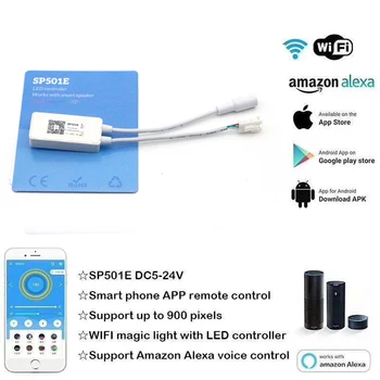 SP501E LED Wifi Light WS2812B SK6812 Controller Addressable RGB Strip Alexa Smart SPI Voice APP Control for Andriod iOS
SP501E LED Wifi Light WS2812B SK6812 Controller Addressable RGB Strip Alexa Smart SPI Voice APP Control for Andriod iOS