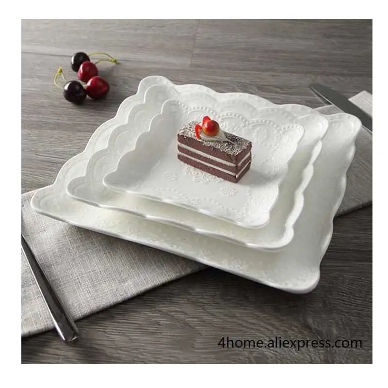 Relief Square Ceramic dinner plate Serving Tray Dessert Plate solid white set of 3pcs
Relief Square Ceramic dinner plate Serving Tray Dessert Plate solid white set of 3pcs