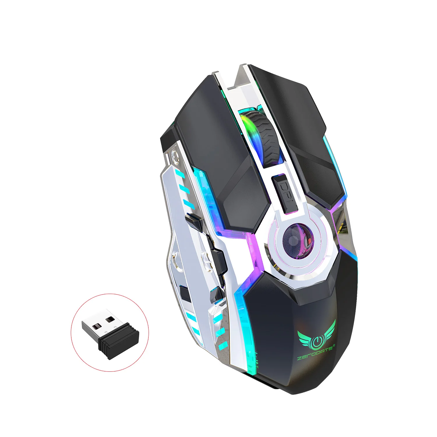 ZERODATE new rechargeable mouse RGB light wireless mouse 2.4G adjustable DPI game player office PC For game player
ZERODATE new rechargeable mouse RGB light wireless mouse 2.4G adjustable DPI game player office PC For game player