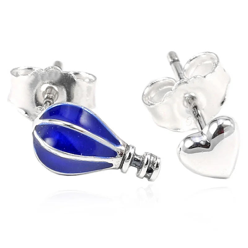 Authentic 925 Sterling Silver Air Balloon And Heart With Blue Enamel Stud Earring For Women Wedding Fine Europe Jewelry
Authentic 925 Sterling Silver Air Balloon And Heart With Blue Enamel Stud Earring For Women Wedding Fine Europe Jewelry