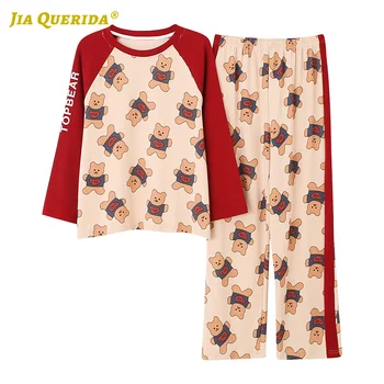 Soft Patchwork Fashion Style Casual Style Ladies Cute Woman Pajamas Set Long Sleeve Long Pants Spring Autumn Cartoon Printing
Soft Patchwork Fashion Style Casual Style Ladies Cute Woman Pajamas Set Long Sleeve Long Pants Spring Autumn Cartoon Printing