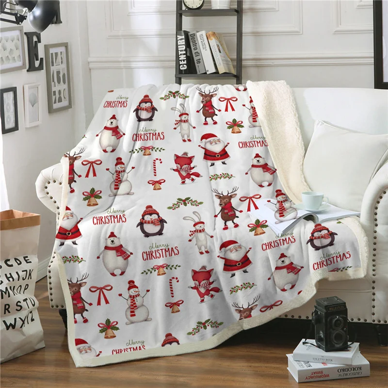 Cartoon Christmas Blanket Santa Elk Snowman Warm Sherpa Fleece Throw Blankets Xmas Plush Bedspread Cover For Beds Sofa Couch Car
Cartoon Christmas Blanket Santa Elk Snowman Warm Sherpa Fleece Throw Blankets Xmas Plush Bedspread Cover For Beds Sofa Couch Car