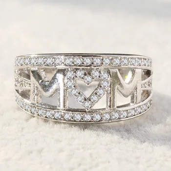 Love Mom Heart Design Women Ring Zircon Finger Circlet Plated Silver Rings Charms Mother Day's Gift MUM Festival Present 6-10
Love Mom Heart Design Women Ring Zircon Finger Circlet Plated Silver Rings Charms Mother Day's Gift MUM Festival Present 6-10