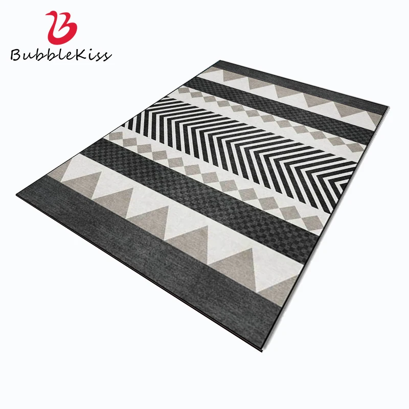 

Bubble Kiss Ethnic Style Area Rugs for Living Room Black Stripe Pattern Bedroom Carpet Home Delicate Door Customized Floor Mat
