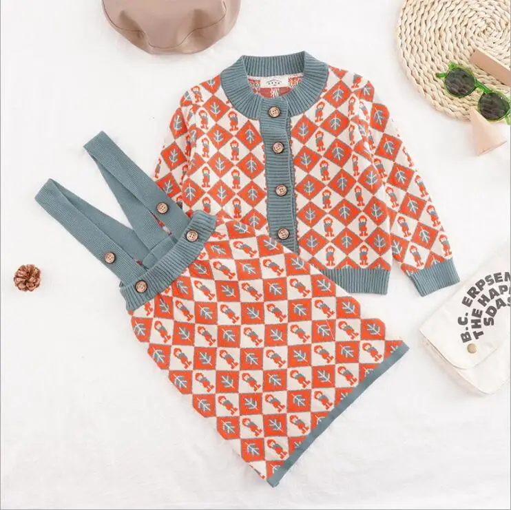 

Children Clothes Suits Spring Autumn Girls Clothing Sets Baby Kids Clothes Suit Girls Knitting Cardigan + Skirt 2Pcs/Set