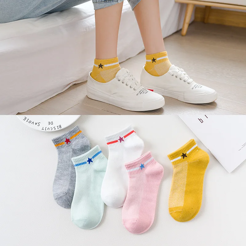 5 pairs Women's Sock Cartoon Star Letter Print Low Cut Ankle Cotton Sock Spring Auttum Summer Breathable Female Short Socks
5 pairs Women's Sock Cartoon Star Letter Print Low Cut Ankle Cotton Sock Spring Auttum Summer Breathable Female Short Socks