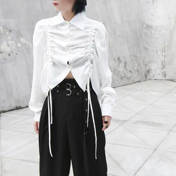 Women Spring 2020 New Style Temperament Drawstring Pleated Shirts Casual Loose Long Sleeve Turn Down Collar Slim Tops Big Size 
Women Spring 2020 New Style Temperament Drawstring Pleated Shirts Casual Loose Long Sleeve Turn Down Collar Slim Tops Big Size